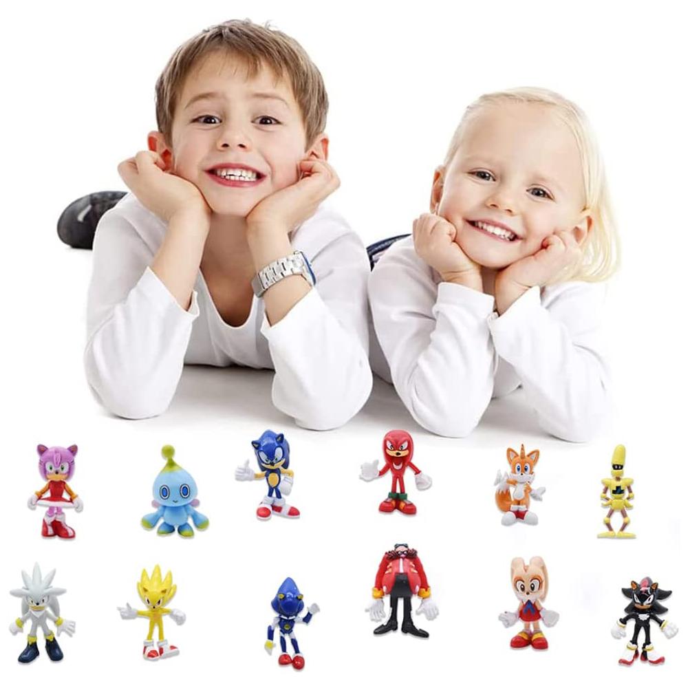 Набор из 12 мини-фигурок Соника для детского душа, дня рождения, тематической вечеринки