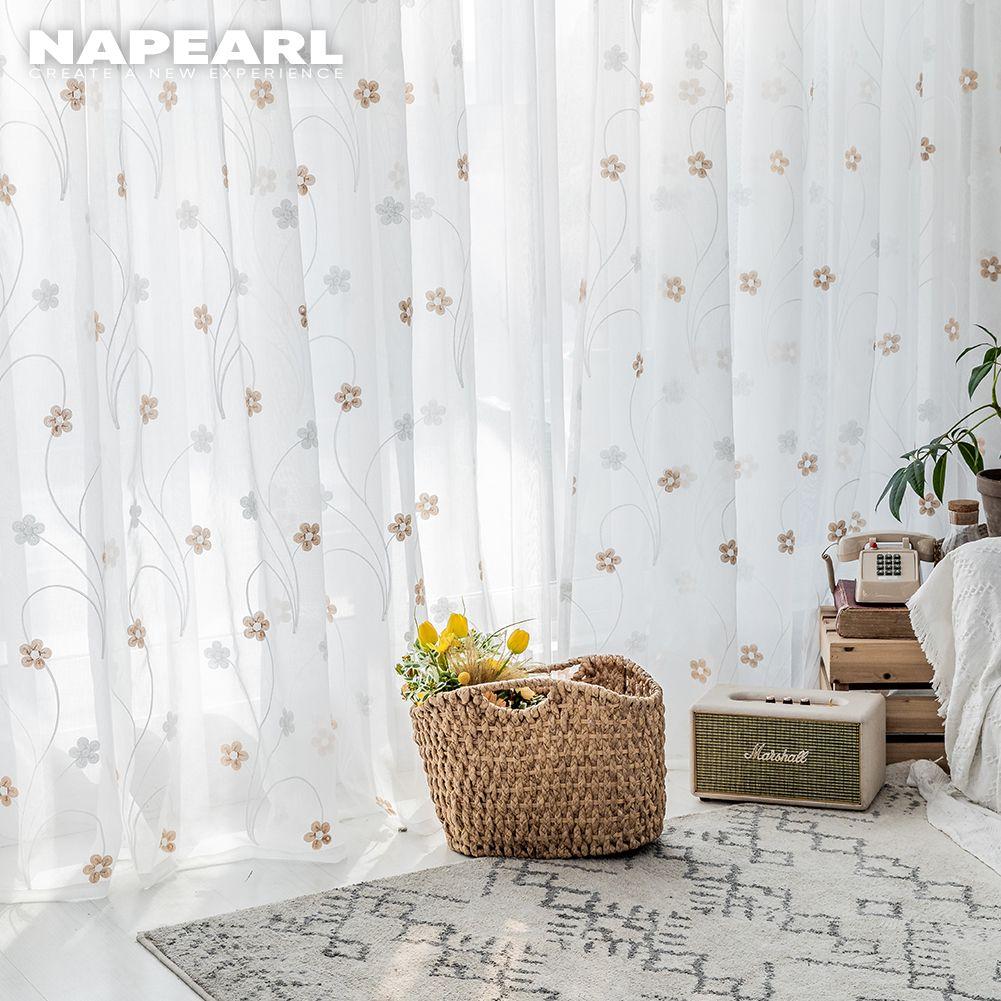 1 шт. NAPEARL тюлевая занавеска с вышивкой маргариткой, современная модная прозрачная занавеска для окна, прекрасная тюлевая занавеска для гостиной