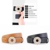 Womens Pearl Embellished Leather Belt With Alloy Buckle For Casual Dress And Jeans Accessories