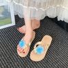 Niche Design Fairy Wind Vacation Style Slippers 2025 Summer New Fashion Flower Thick Bottom Slope Heel Flip-flop Girl