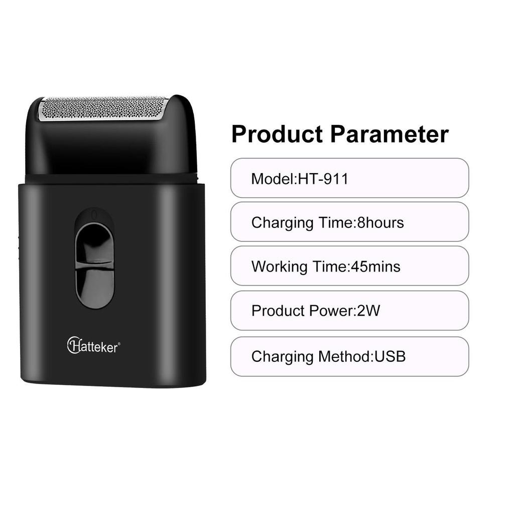 Hatteker Электробритва для мужчин, аккумуляторная бритва, водонепроницаемая, беспроводная бритва с триммером для носа, для путешествий, мини