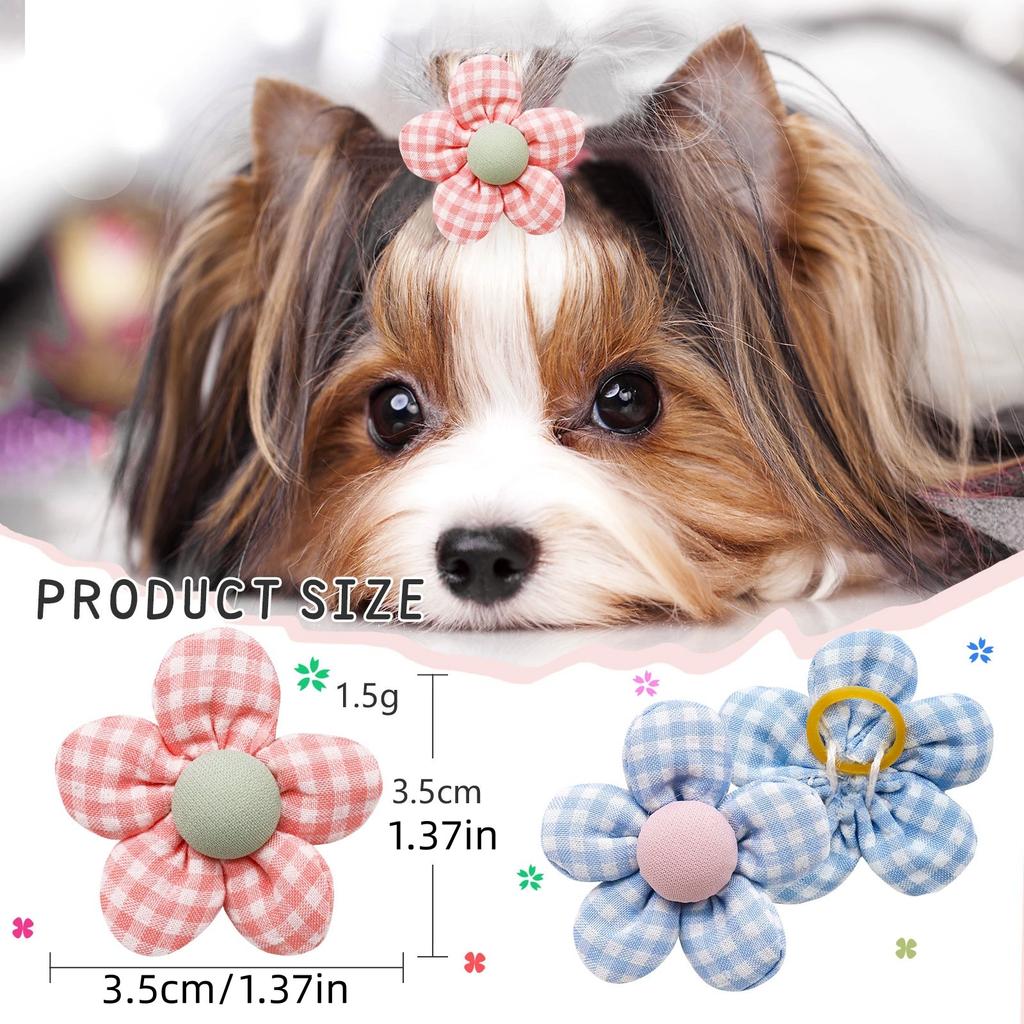 100PC/Lot Flowers Dog Hair Bows Handmade Cat Dog Bows Rubber Bands Dog Grooming Accessories Pet Products