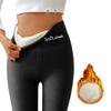 Women's High Waist Embroidered Thermal Fleece Lined Leggings Winter Warm High Stretch Skinny Yoga Pants