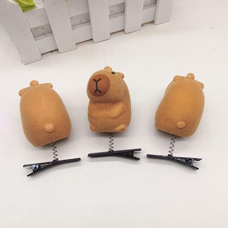 1 шт. Мультяшный детский 3D заколка для волос в виде капибары, плюшевая заколка, сделай сам, бант, солнцезащитные очки, дизайн шляпы с розой, заколка-уточка с капибарой, аксессуары