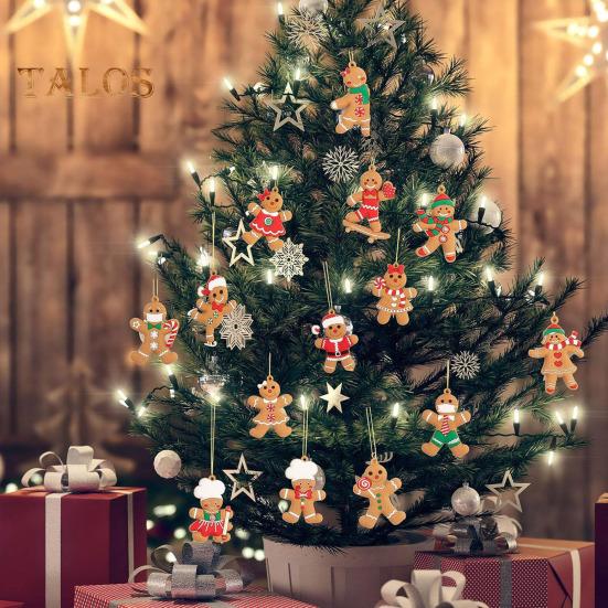 12 шт. Рождественские пряничные человечки, украшения для рождественской елки, подвесные украшения в виде пряничной куклы для праздничного декора дома