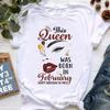 Graphic Print TShirt Femme Happy Birthday T Shirt Tshirt WomenS Clothing This Queen Was Bron SeptemberMarch Aesthetic Clothes
