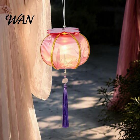 Team Building Art Project Spring Festival Lantern DIY Material Kit, Light Up Handmade Persimmon Shaped Hanfu Accessory Photo Prop with Tassel