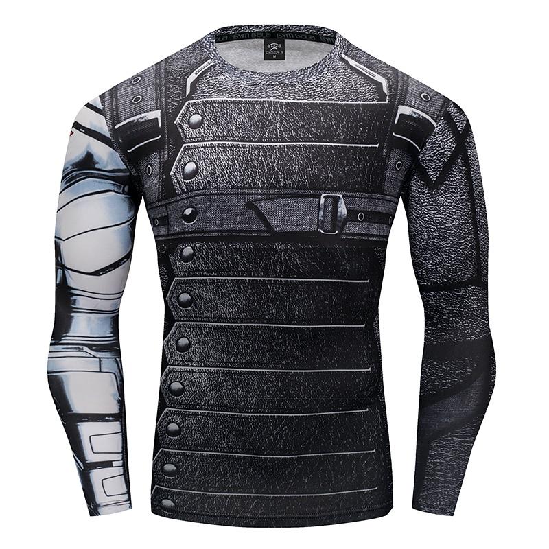 Stylish And Comfortable Men T-shirt Long Sleeve Super Hero Compression Sport 3d Fitness Cycling Shirt