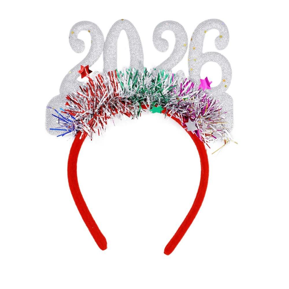Блестки 2026 Новогодние повязки на голову Красочные цифры Рождественское украшение на голову Удобное Праздничное Блестящее Головное украшение для Взрослых и Детей