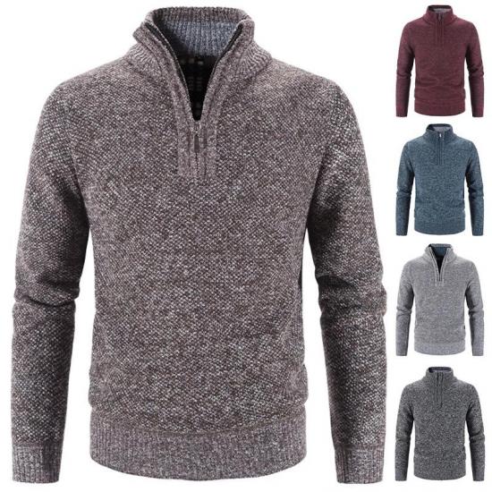 2024 Winter Men's Fleece Thicker Sweater Half Zipper Turtleneck Warm Pullover Quality Male Slim Knitted Wool Sweaters 3Xl