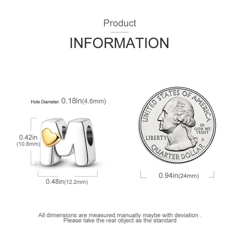 Шармы Оригинальные Сердце Серия Английский Алфавит Бусина Подходит для Браслетов Ожерелье Женский Шарм Медь Роскошь Сделай Сам Ювелирные Изделия Подарки