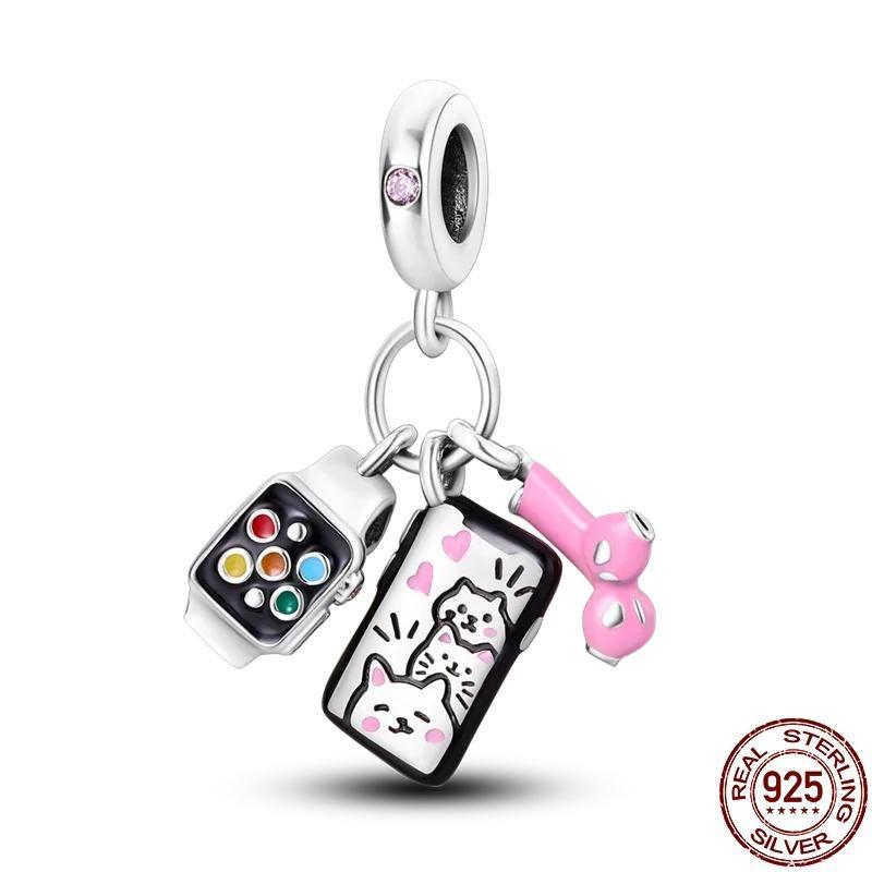 New In Copper Red Wine And Wine Glass Charm Beads Fit Bracelet Diy Pendant Woman Jewelry