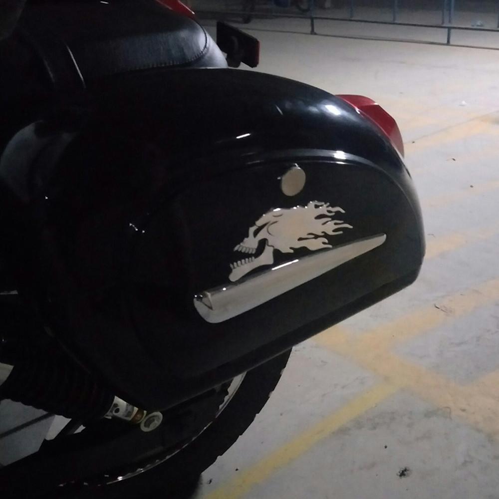Motorbike Motorcycle Tank Car Sliver Flaming Skull 3D Gel Sticker Decal L/R Pair