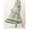 Elegant Green Modest Dress for Muslim Women – Soft, Comfortable, Long Printed Design