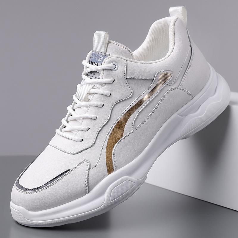 2024 Autumn and Winter New Men's Sports and Leisure Leather Shoes Men's Leather Breathable Youth Versatile Trendy Shoes Men's Laces 2358