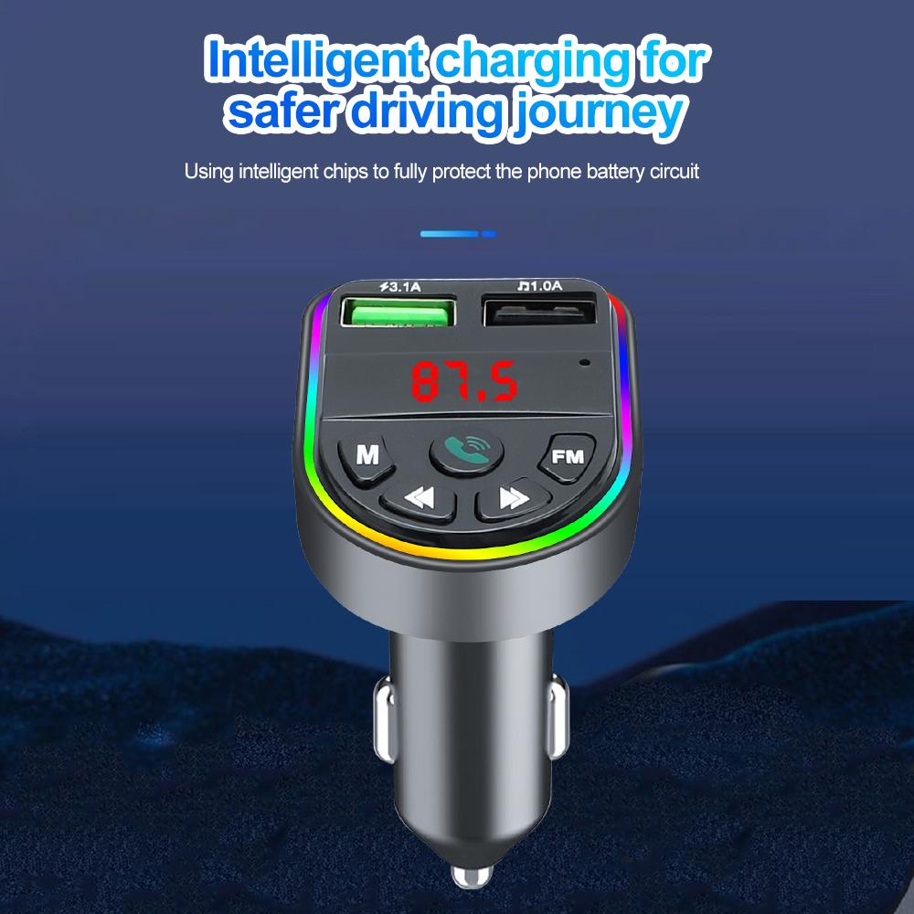 Bluetooth 5.0 FM-передатчик, автомобильная гарнитура, быстрое зарядное устройство 3.1A, беспроводной аудиоприемник, двойной USB-плеер, автомобильный аудиоприемник