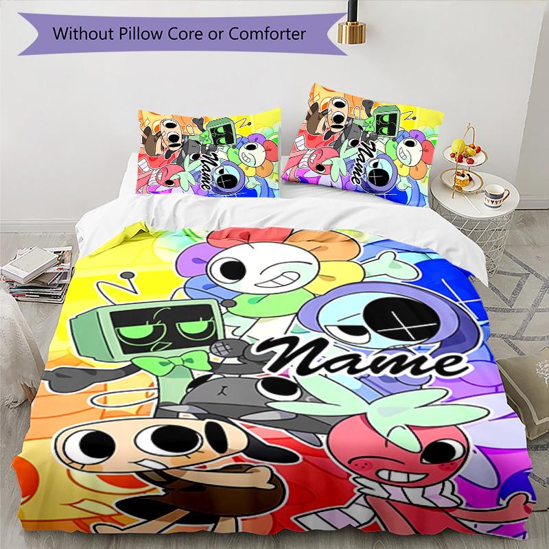 3pcs SPRUNKI9 Cover Set - Personalized Name, HD Printed Bedding with 1 Cover and 2 Pillowcases - Perfect for Home Decor, Easy Care