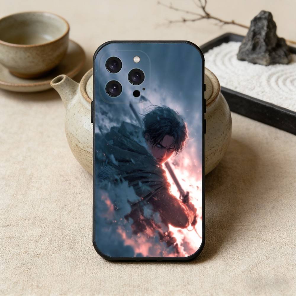 Чехол для телефона L-Levi A-Атака Титанов Для iPhone 17 16 15 14 13 12 Max Plus Силиконовый Черный Чехол