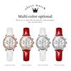 OLEVS Fashion Diamond Watches For Women Luxury Brand Rose Gold Case Ladies Quartz Watch White Leather Strap reloj para mujer