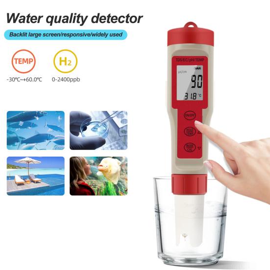Детектор качества воды PH-метр Высокоточный высокоточный дизайн подсветки Легко читаемый Автоматический EC-тестер PH воды с ATC