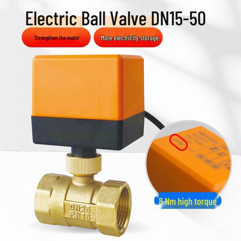 220V DN15 Copper Threaded Electric Ball Valve for Water Control