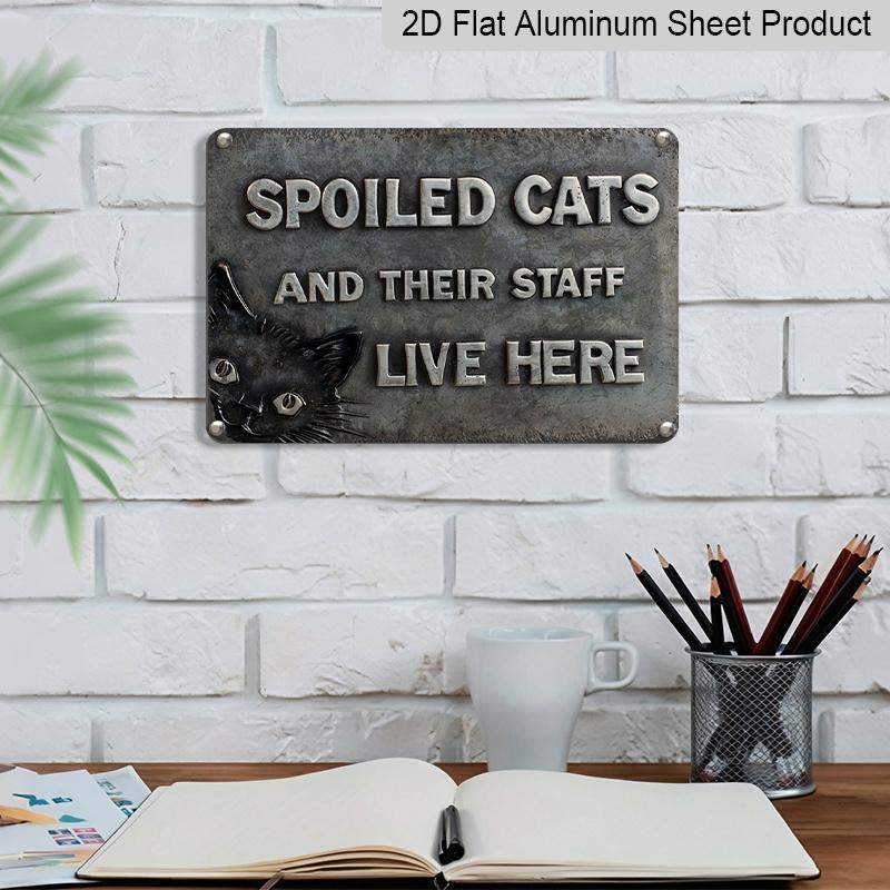 2D Flat 1pc Vintage Pet Welcome Aluminum Wall Sign (8 Inches X 12 Inches) Fun Wall Decor Sign Display, Cat Decoration, Cute Cat Decor, Letter Design