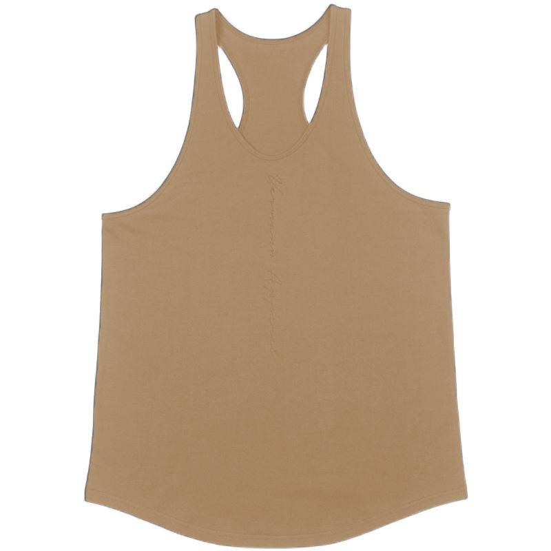 New Sports Vest Men'S Loose Summer Pure Cotton Fitness And Bodybuilding Quick Drying Sleeveless Shoulder White Base Shirt Sleeveless T-Shirt