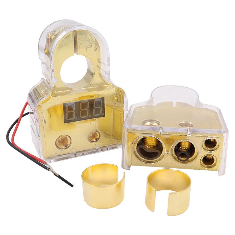 Зажим для клемм автомобильного аккумулятора с дисплеем для модификации аудиосистемы