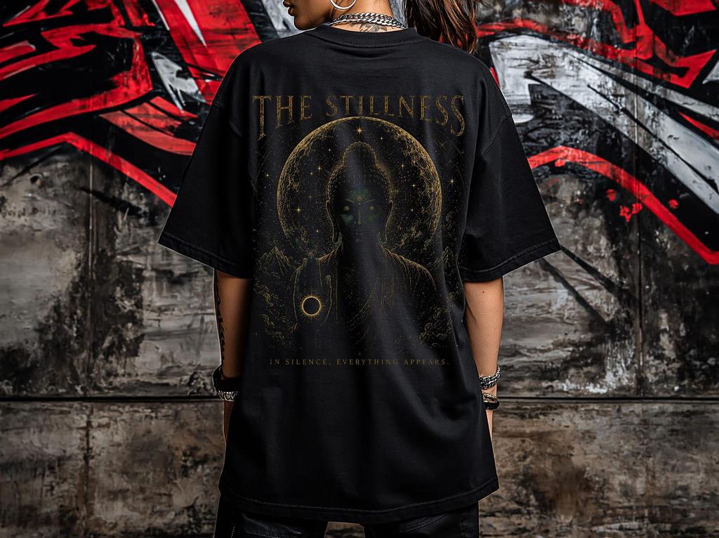 The Stillness Shirt, Buddha Inspired Tee, Inner Peace Shirt, Healing Energy Tee, Spiritual Awakening Shirt, Sacred Geometry Boxy T-Shirt