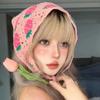 Kawaii Strawberry Triangle Bandanas Handmade Women Hair Scarf Lace-Up Hairband Headband Y2K Bandanas Kerchief Girl Hair Hat Accessories