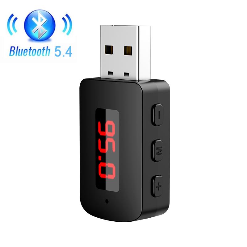 Bluetooth 5.4 автомобильный передатчик приемник громкой связи автомобильный комплект мини USB питание авто беспроводной аудио адаптер для FM-радио