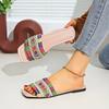 Fashion Ladies Shoes 2025 Open Toe Women's Slippers Plus Size Casual Slippers Women Mixed Colors Square Toe String Bead Flat with Sandal