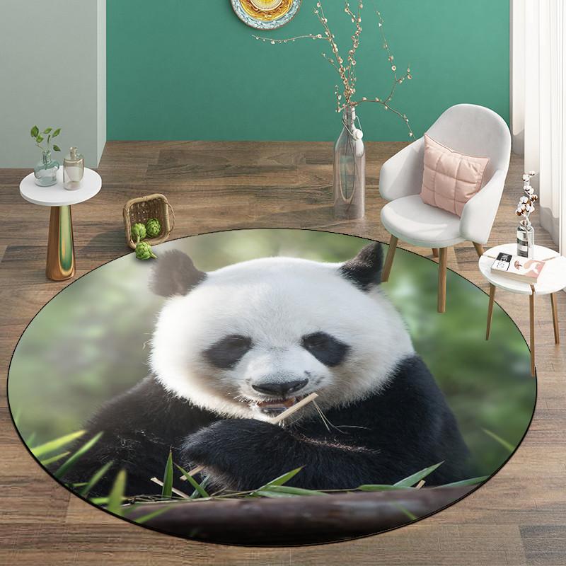 Милый напольный коврик с пандой для детей, круглый детский ковер для комнаты, супер мягкий коврик из микрофибры, губчатый коврик для спальни, моющийся кавайный декор