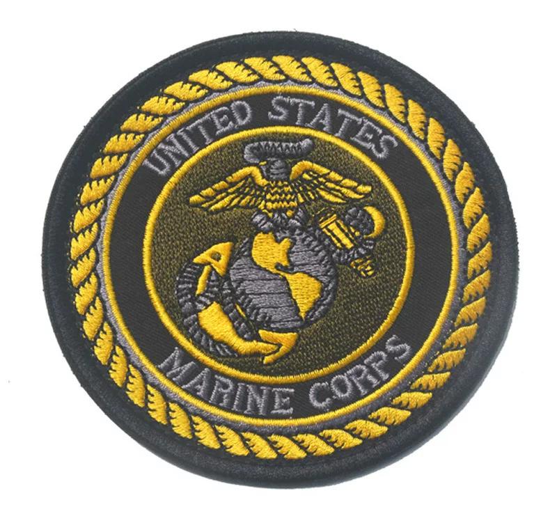 Нарукавная повязка Корпуса морской пехоты США Вышитый меховой знак USMC Нарукавная повязка на липучке Военный фанат