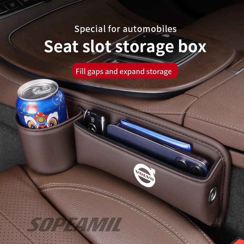 For Volvo XC40 XC60 XC70 XC90 C30 C70 S40 S60 S80 S90 V40 V50 V70 EX40 Car Leather Seat Gap Crevice Water Cup Holder Storage Box