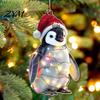 Year of 2026 Commemorative Keepsakes Christmas Animal Hanging Ornaments with Lanyard, Cute Double Sided Pendant Festive Wall Decor Santa Hat, 2D Flat