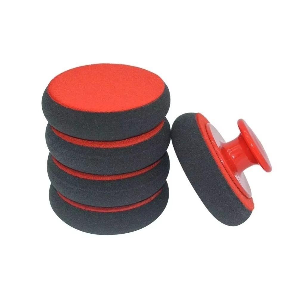 6Pcs Handle Car Wax Wash Polish Pad Car-Styling Polisher Power Handle Waxing Sponge Microfiber Sponge Car Cleaning Cloth