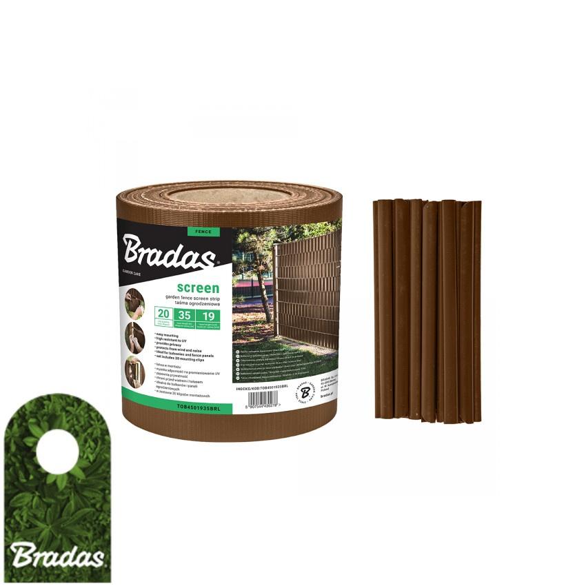 Balcony Fence Tape Brown 19cm x 35m + Bradas Clips 0278