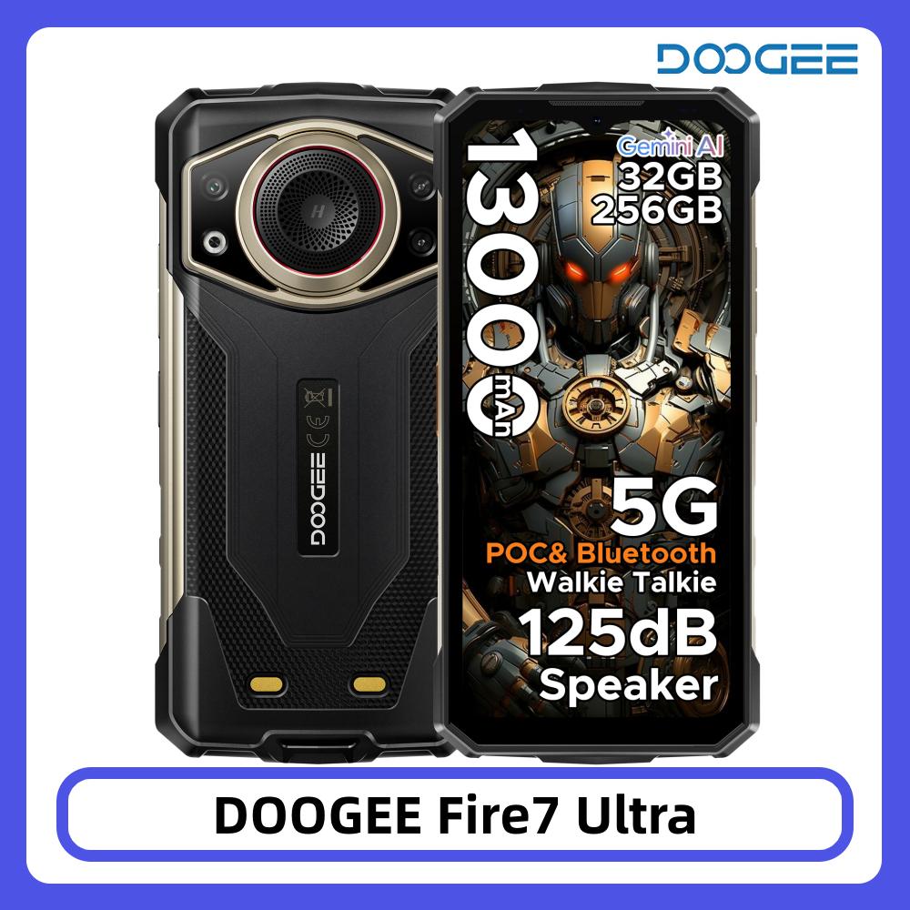 DOOGEE Fire 7 Ultra 5G Rugged Phone 32GB+256GB Dimensity 6300 13000mAh 125dB Speaker PoC & Bluetooth Walkie Talkie 64MP Camera