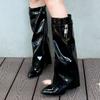 Сапоги до колена с отворотом Женская обувь Сексуальные Ключевые Высокие каблуки Белые Черные Вестерн Сапоги Женские 2024 Новые Тренды Вечерняя обувь