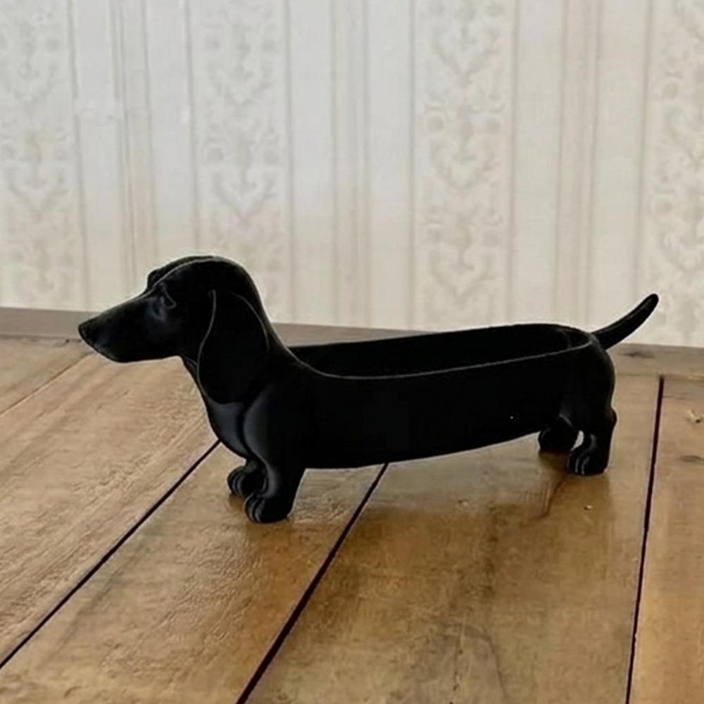 Plastic Dachshund Storage Tray Animal Catchall Tray for Entryway Sausage Dog Planter Home Craft