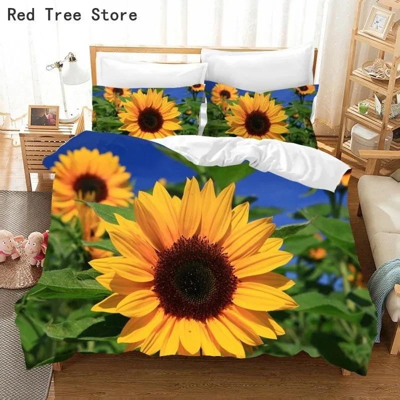 Orange Sunflower Supplies Set Duvet Cover Set Bedding Sets For Adults Bed With Pillowcases No Filling Luxury Birthday Gifts
