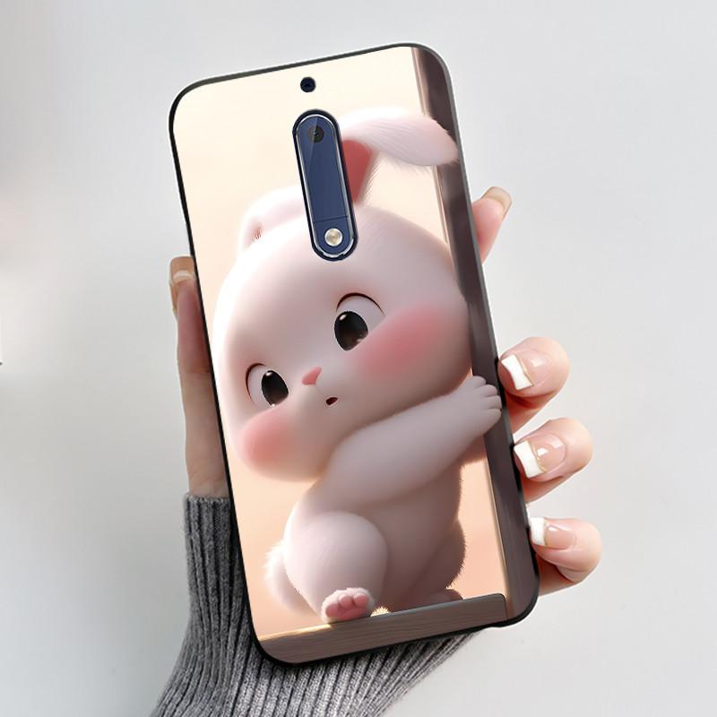 Чехол Для Nokia 5 Эстетичный Модный Милый Кот Мультяшный Черный Мягкий ТПУ Чехол для Телефона Для Nokia 5 Чехол-Бампер TA-1053 TA-1024
