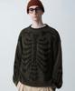 STAGE NAME Two-Tone Skeleton Bones Round Neck Oversized Knit_Khaki