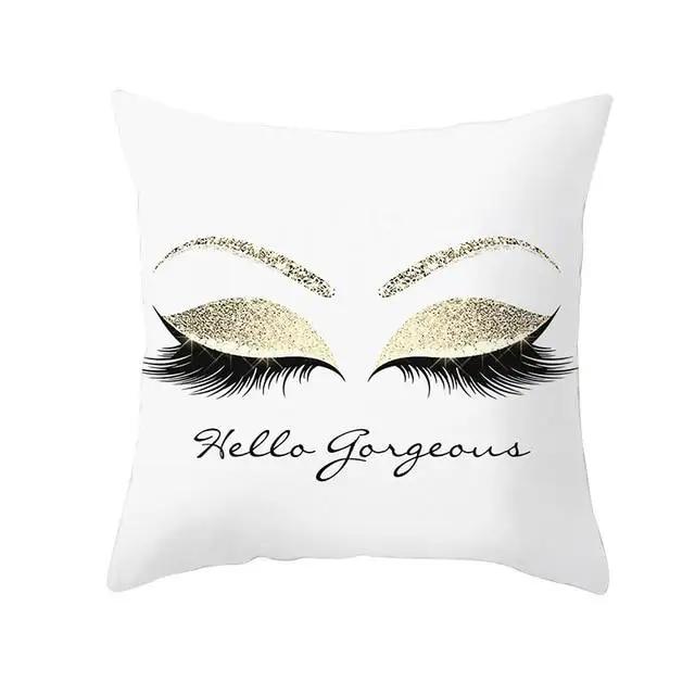 Juste de coussin en polyester avec cils, taie d'oreiller, décoration à la mode, canapé, maison