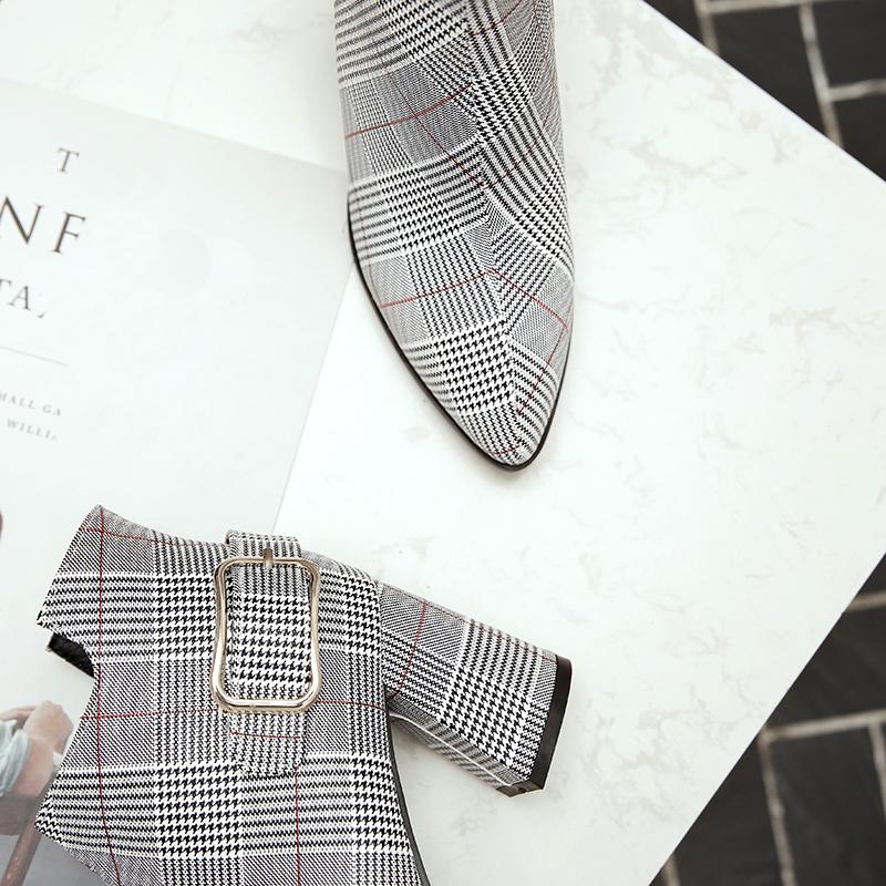 Women's High Heel Short Boots Autumn and Winter New Pointed Thick Heel Large Women's Shoes