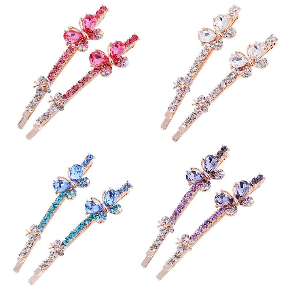 1 пара модных головных уборов с блестящим краем, заколка-заколка для волос со стразами и кристаллами в виде бабочки