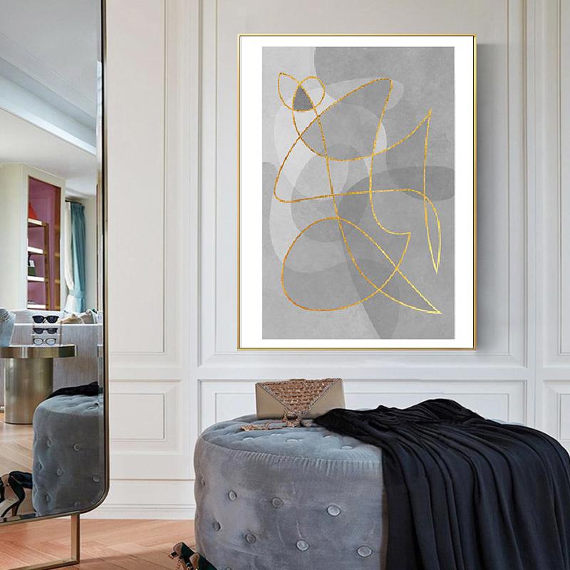 Роскошный стиль, абстрактный современный рисунок линии, графическое искусство, холст, постер, скандинавский принт, живопись, современная настенная картина, домашний декор