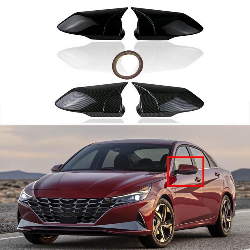 Car Rearview Side Mirror Cover For Hyundai Elantra 2021-2023 Wing Cap Exterior Sticker Door Back View Case Trim Carbon Fiber