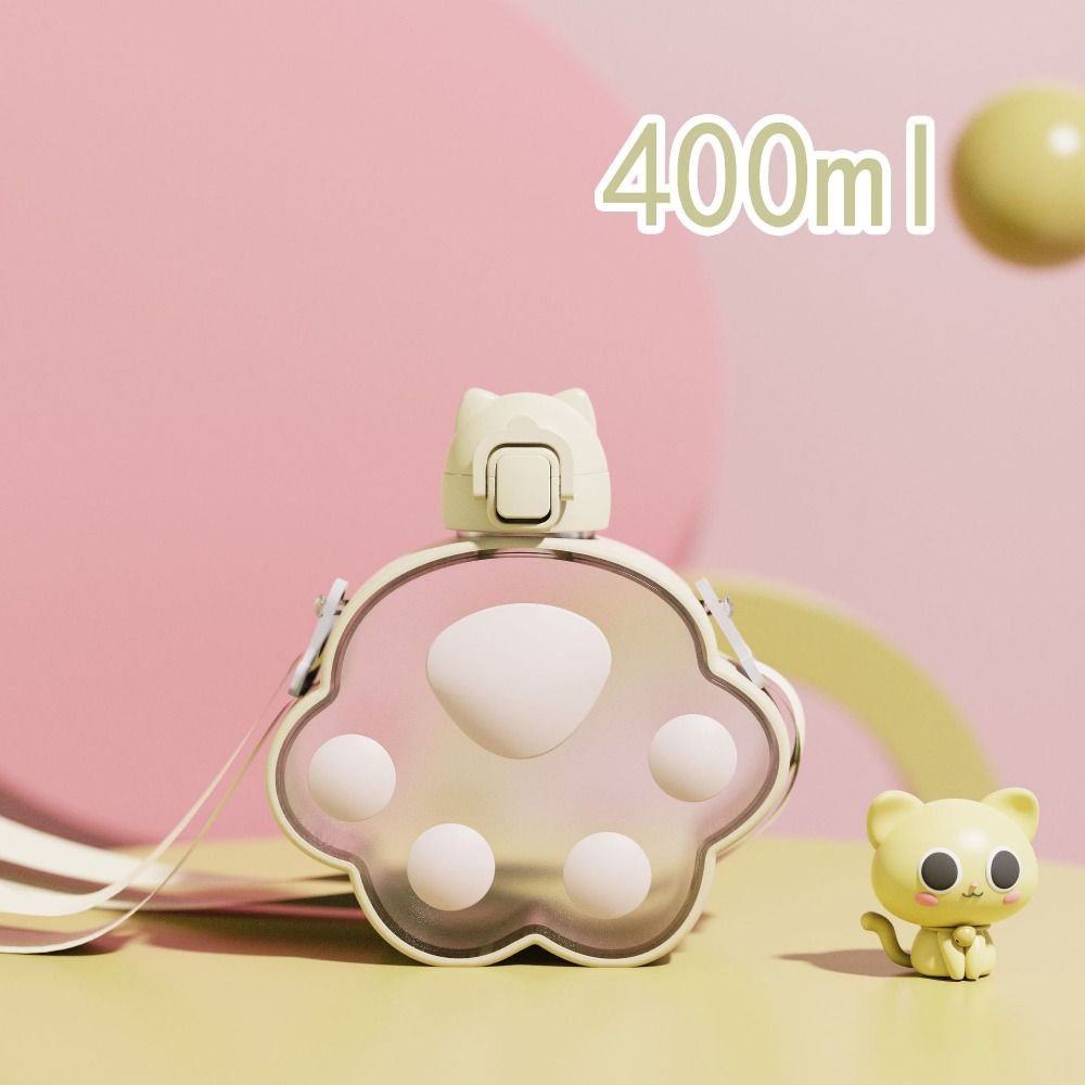 Регулируемый ремешок Бутылка для воды с кошачьей лапкой Мультяшный портативный чайник Удобный пластиковый стаканчик с соломинкой Велоспорт